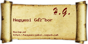 Hegyesi Gábor névjegykártya
